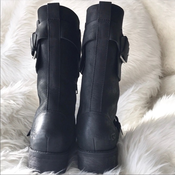 ❤️NWOB UGG Chancey Water Resistant Moto Style Boots Black Size 6 - Picture 4 of 8